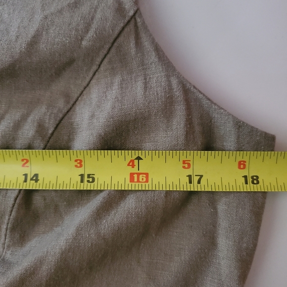 Tahari Linen Blend Jumpsuit Cropped Pants Tie Waist Tank Top Utility Minimalist - Picture 9 of 11